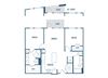 Two bedroom two bathroom floorplan image at Jada Legacy Central Apartments in Plano, TX
